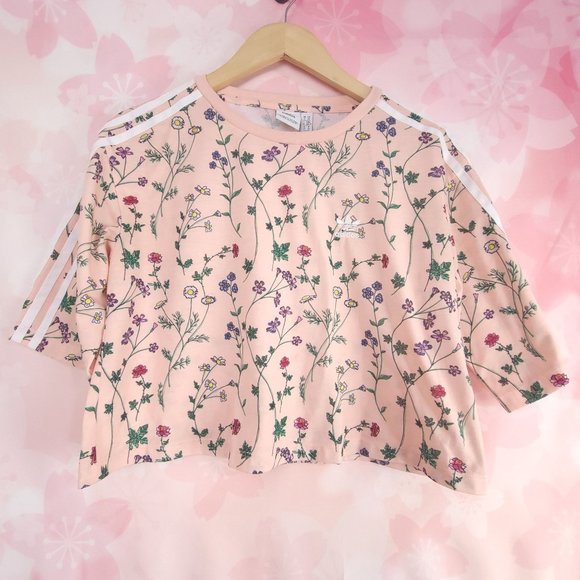 Adidas Originals Top Shirt Cropped Floral Aint No Sunshine Gym Casual Size XS - Picture 3 of 8